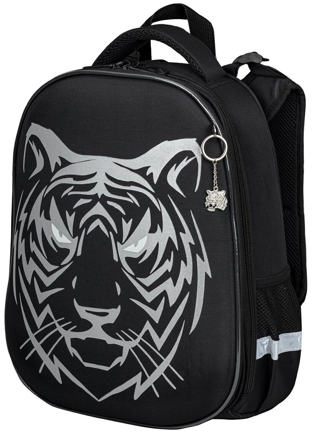 Ранец BRAUBERG SHINY, 2 отделения, "Tiger", СВЕТЯЩИЙСЯ РИСУНОК, 36х28х14 см, 270698