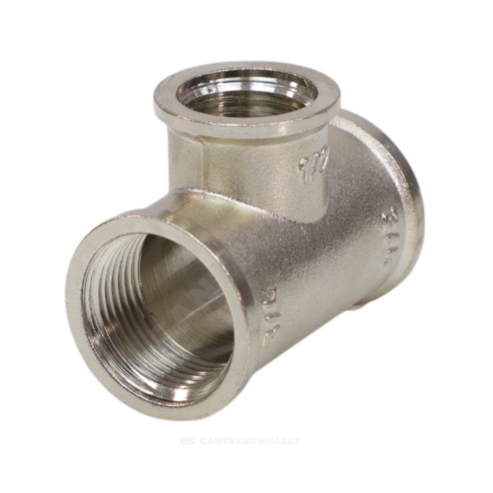 Тройник латунь никель переходной Ду 25х20х25 (1"х3/4"х1") ВР VALFEX VF.750.N.100.034.100