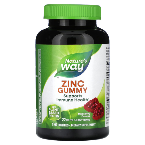 Nature's Way, жевательные таблетки с цинком, ягодный вкус, 120 жевательных таблеток (11 мг в 1 таблетке)
