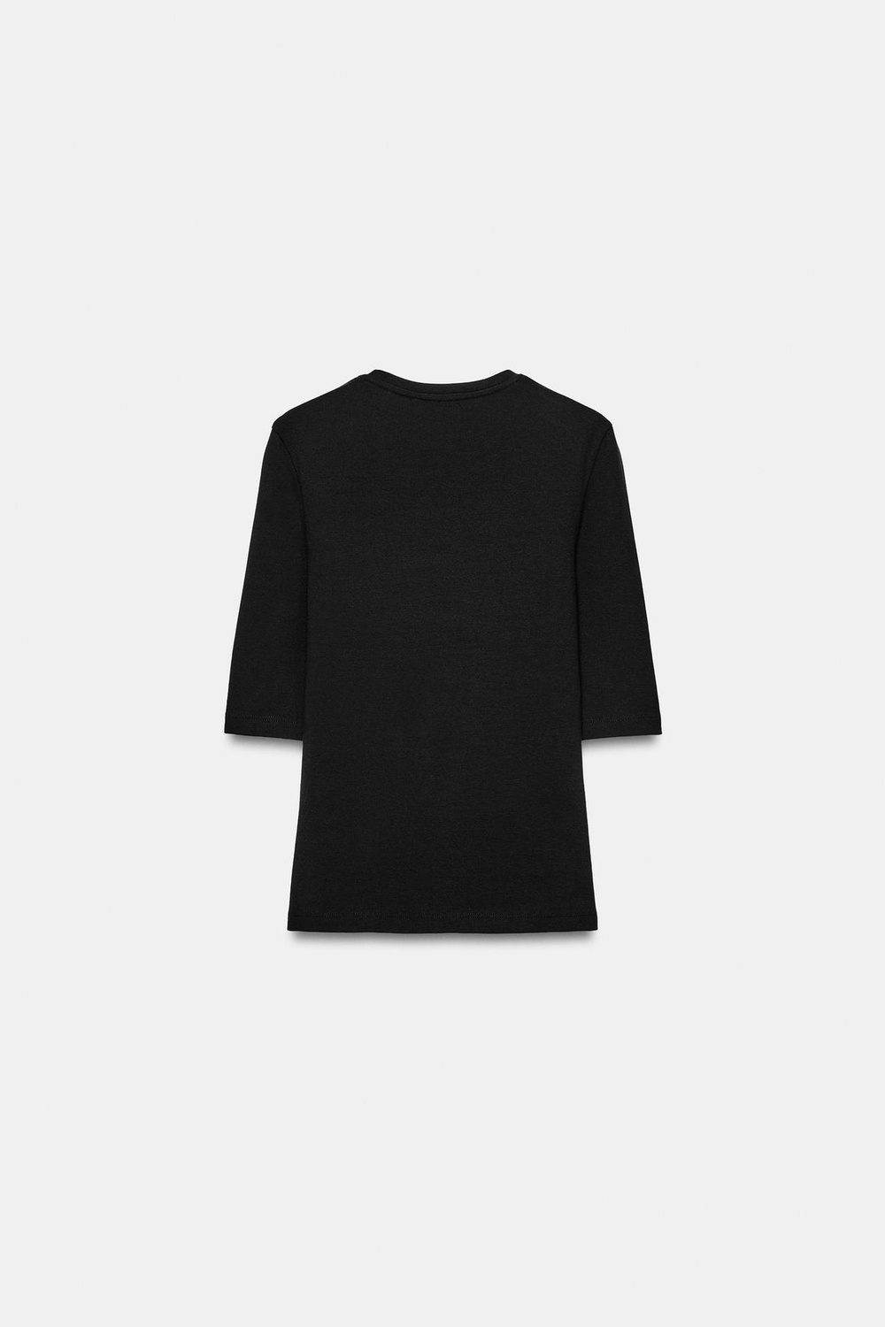 ZARA ФУТБОЛКА С РУКАВАМИ ДО ЛОКТЯ, ЧЕРНЫЙ