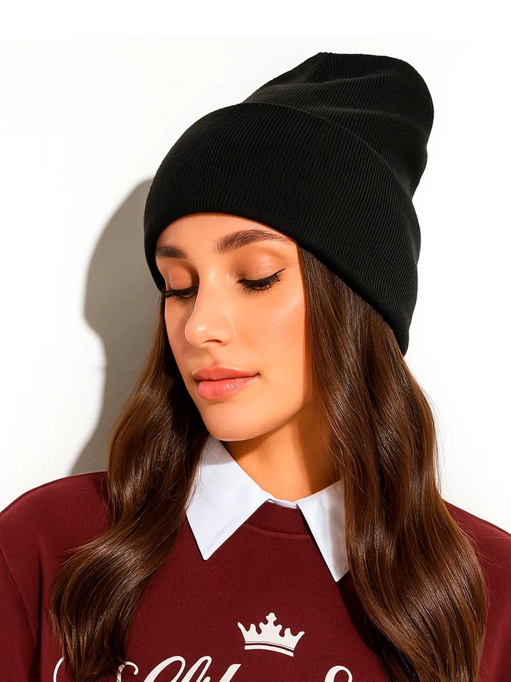 Шапка бини с отворотом