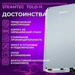 Steamtec TOLO Н 120 -12 кВт, вертикальный парогенератор 220\380В (объем парной 11-14 м3)