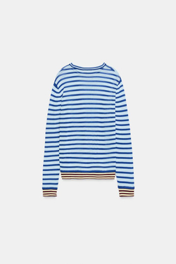 ZARA СВИТЕР В ПОЛОСКУ, ВЫЦВЕТШИЙ СИНИЙ
