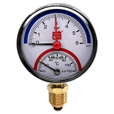 Термоманометр радиальный STI ∅80 120°C 6 bar УП (G½")