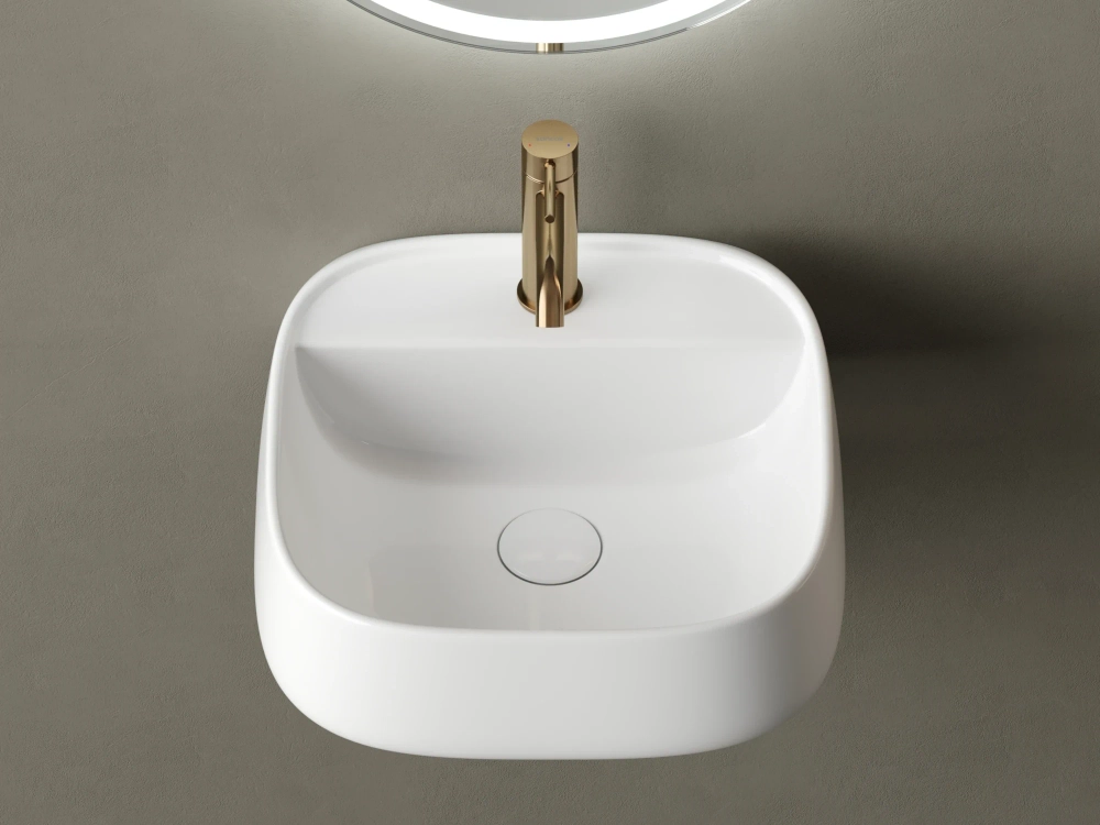 Раковина подвесная Ceramicanova Источник (Fonte) с отверстием под смеситель 420x425x145, белый, CN5052