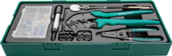 Пресс-клещи обжимные с аксессуарамии расходными материалами в ложементе JONNESWAY V1311SP