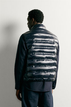 ZARA ЛЕГКИЙ СТЕГАНЫЙ ЖИЛЕТ WATER REPELLENT, МОРСКОЙ СИНИЙ