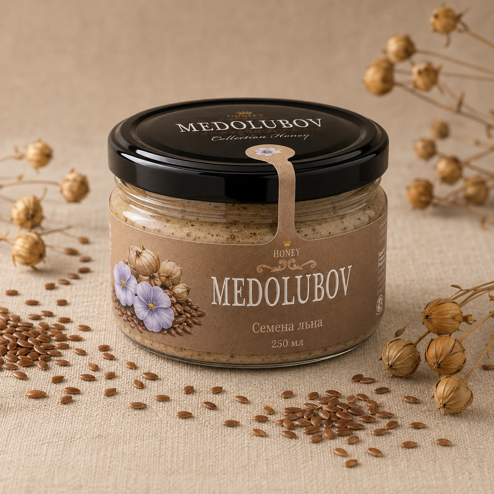 Крем-мёд MEDOLUBOV «Семена льна», 250 мл