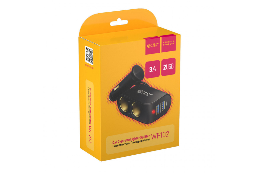 Развиватель прикуривателя Dream WF-102 2USB 2 АЗУ 3A черный