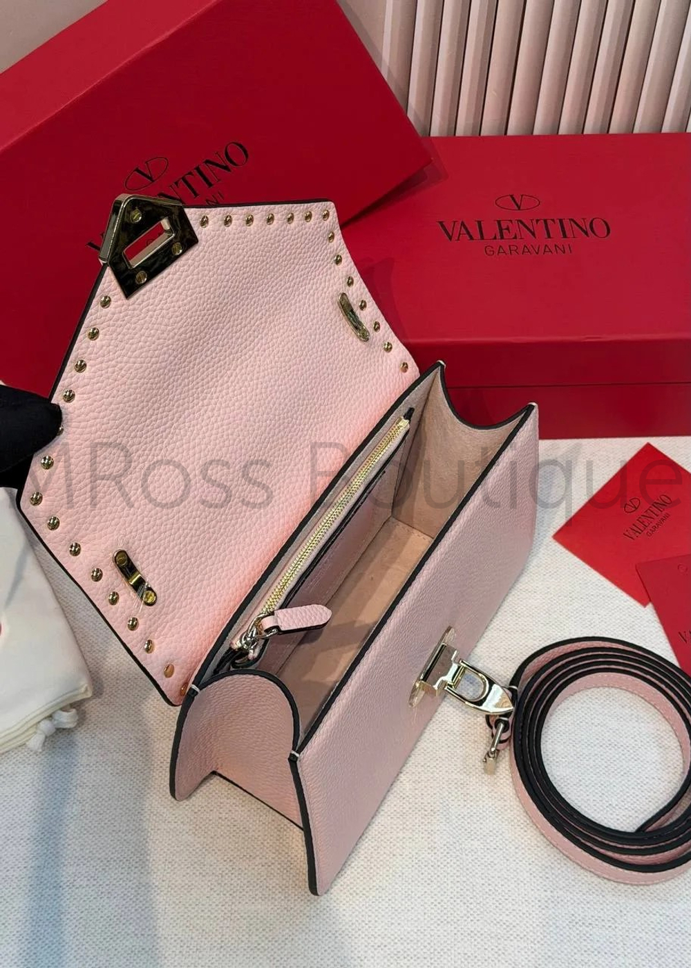 Женская сумка Valentino Garavani Rockstud розовая премиум класса