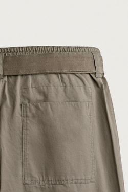 ZARA БРЮКИ RELAXED FIT С ПОЯСОМ, СЕРО-КОРИЧНЕВЫЙ