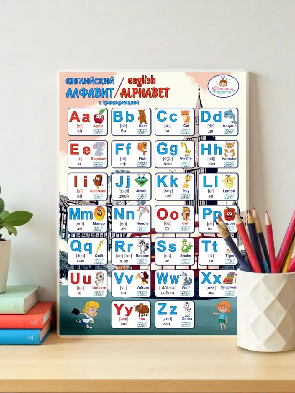 Английский алфавит с произношением, плакат А4