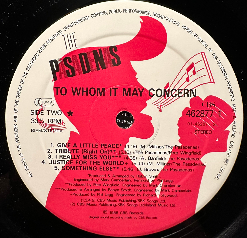 The Pasadenas- To Whom It May Concern (Голландия 1988г.)