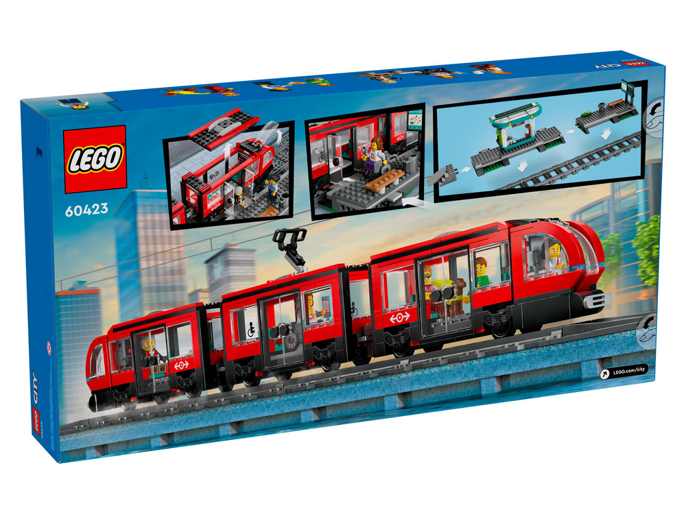 Конструктор Лего Сити Трамвай и остановка в центре города | LEGO City Tram & City Stop 60423 — 811 деталей (7+)