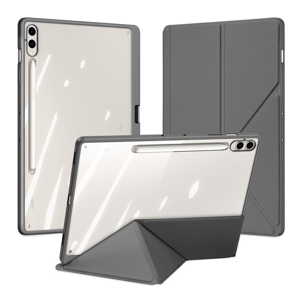 Чехол книжка серого цвета от Dux Ducis для Samsung Tab S10+, S9+, S9 FE+, серия Magi Series Case, с держателем Pencil и функцией автоматического перехода в спящий режим