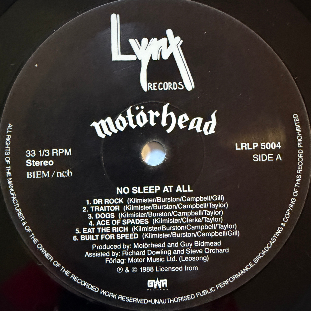 Motörhead ‎– Nö Sleep At All (Скандинавия 1988г.)