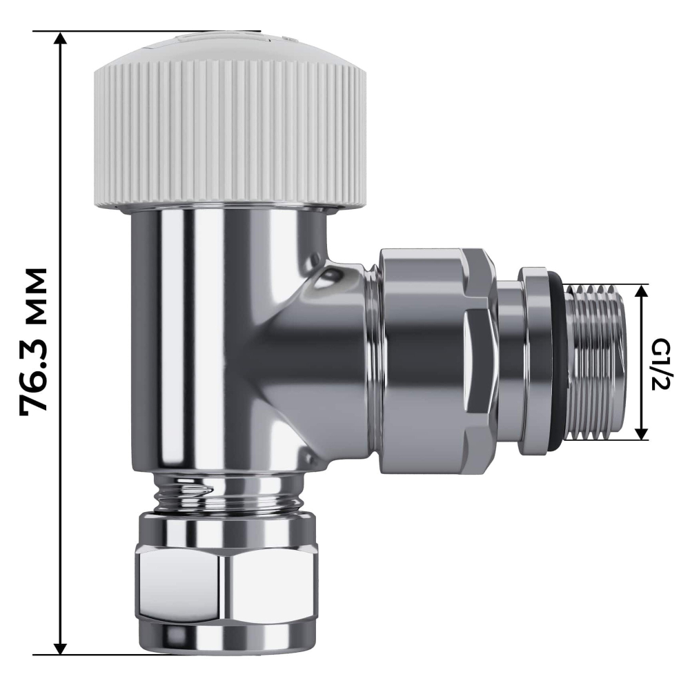 Набор термостатический угловой Royal Thermo Design Pro 15мм М30х1,5 (Хром)