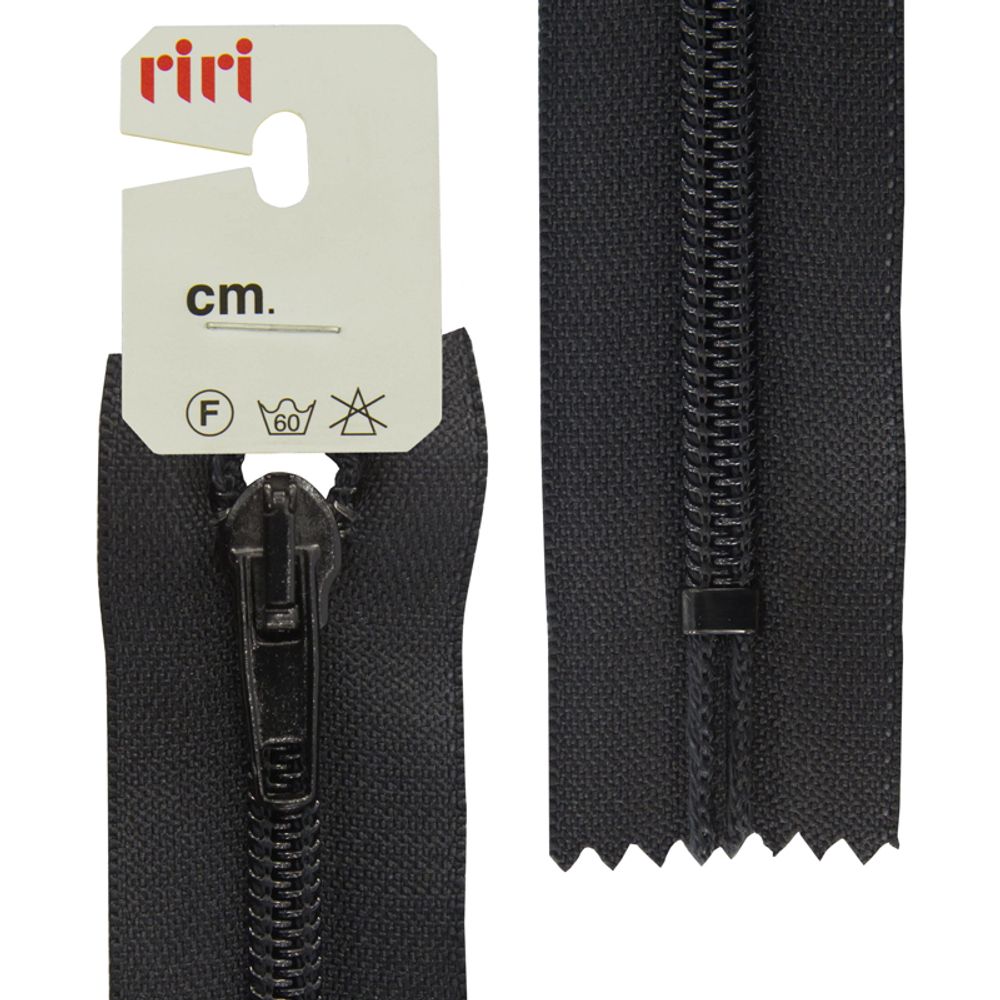Молния спиральная (витая) обувная RIRI Т6 (6 мм) 1 зам., н/раз., 35 см, цв.2110 черный, 10 шт