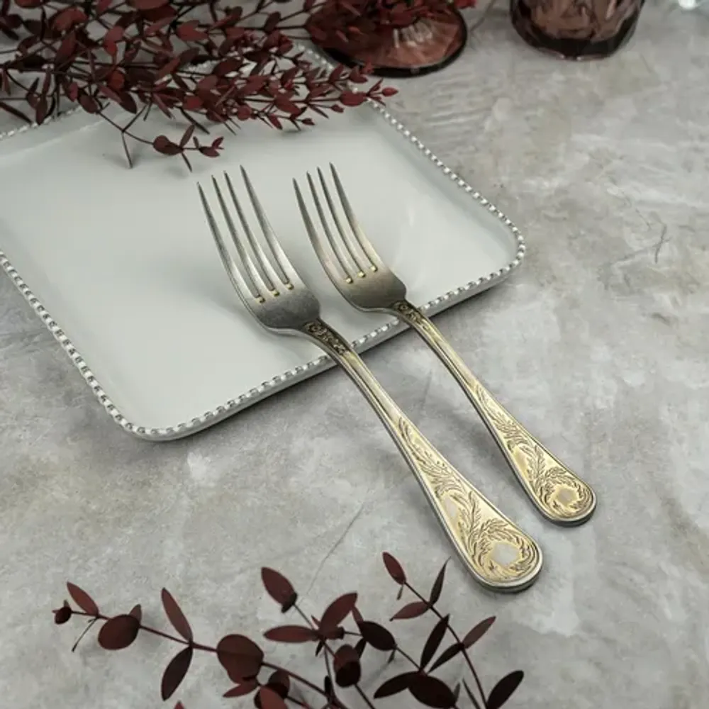 Вилка десертная 17,5 см матовая с золотом Lord Vintage Style P.L. Proff Cuisine [12]