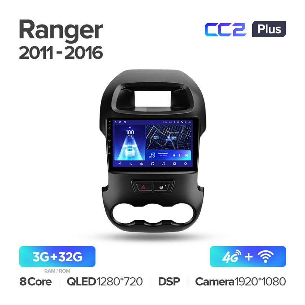 Teyes CC2 Plus 9"для Ford Ranger 2011-2016 (прав)