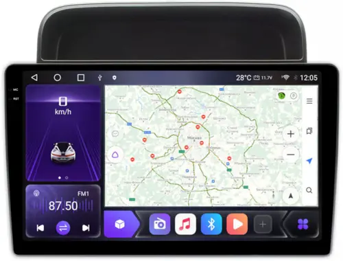 Магнитола для Toyota Land Cruiser 100, Lexus LX470 1998-2002 (климат на ШГУ) - Kuberg SF-1698-3 QLed+2K, Android 12, Быстрая, CarPlay, 4G SIM-слот