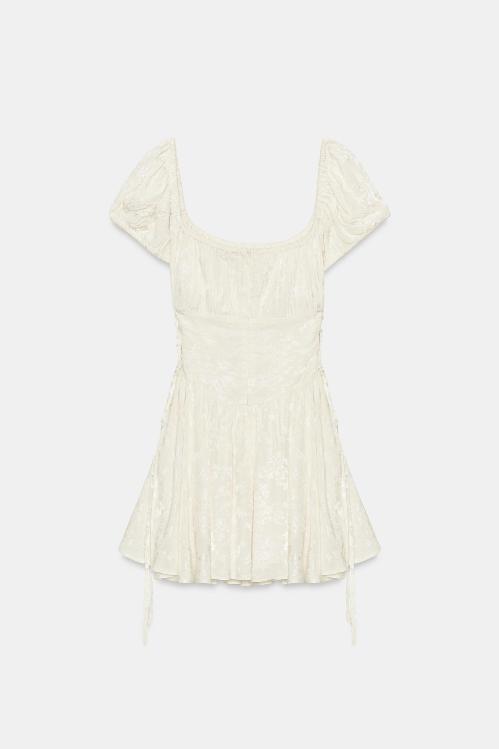 МИНИ-ПЛАТЬЕ ИЗ ЖАККАРДА С ЗАВЯЗКАМИ — ZARA