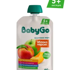Пюре BabyGo Яблоко-персик с 5 мес 90 г