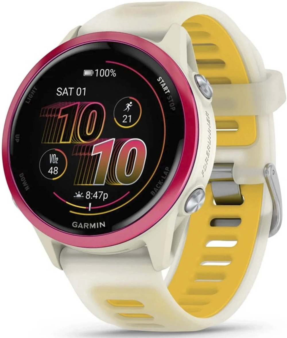 Смарт-часы Garmin Forerunner 570 42мм 1.2" AMOLED корп.белый/розовый рем.белый разм.брасл.:135-205мм (010-02970-02)