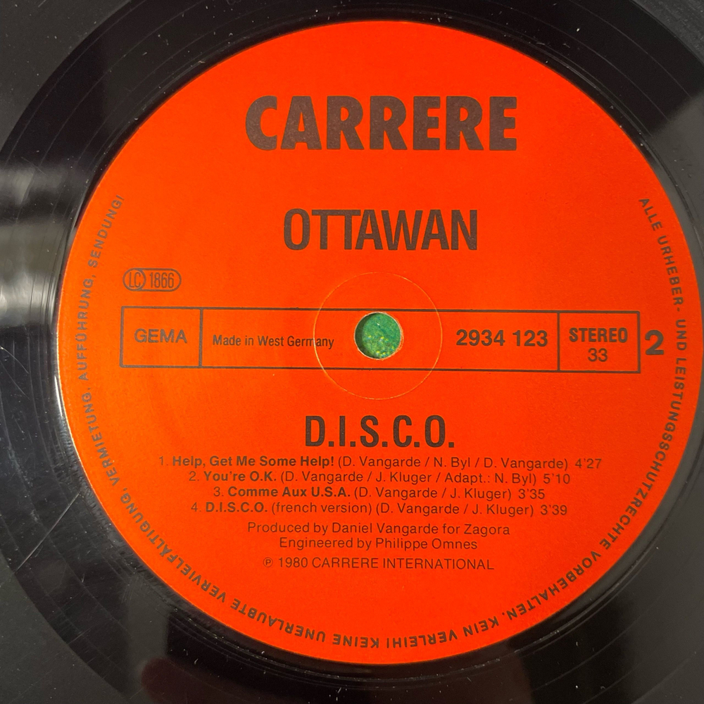 Винтажная виниловая пластинка LP Ottawan D.I.S.C.O. (Германия 1980)