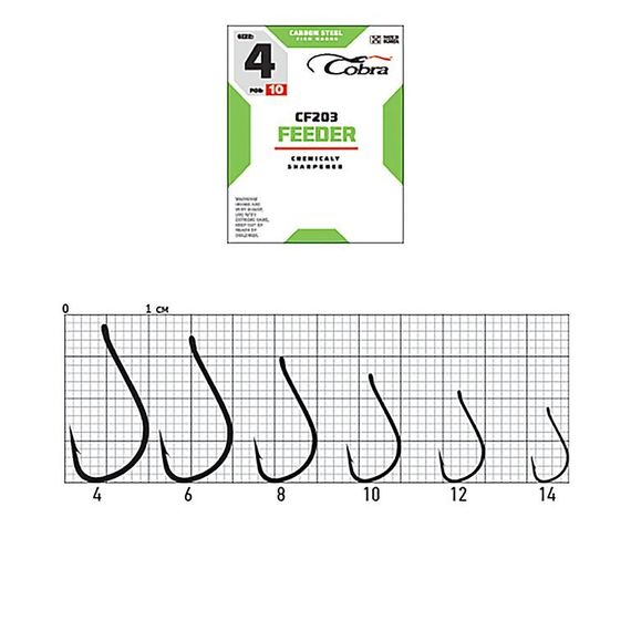 Крючки Cobra FEEDER CF203 №12, 10 шт.