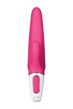 Ярко-розовый вибратор Satisfyer Mr. Rabbit с клиторальным отростком - 22,1 см. (Цвет: ярко-розовый)