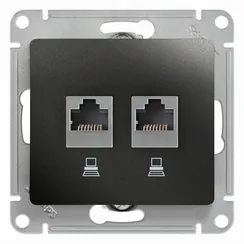 Розетка компьютерная RJ45 + RJ45 Cat 5e Systeme Electric Glossa Антрацит GSL000785KK