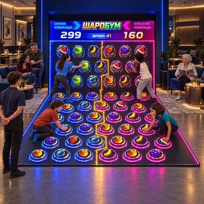 Интерактивная игровая арена с проектором и резиновыми шарами «Шаробум»