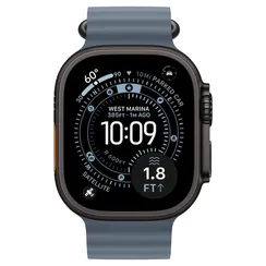 Часы Apple Watch Ultra 3, 2025, 49 мм, титан чёрного цвета, ремешок Ocean цвета «якорный синий»