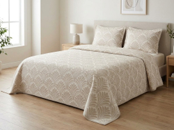 Покрывало Velora Home «Sidelya» 240×260 см + 2 наволочки 50×70 см, бежевый, хлопок 100%