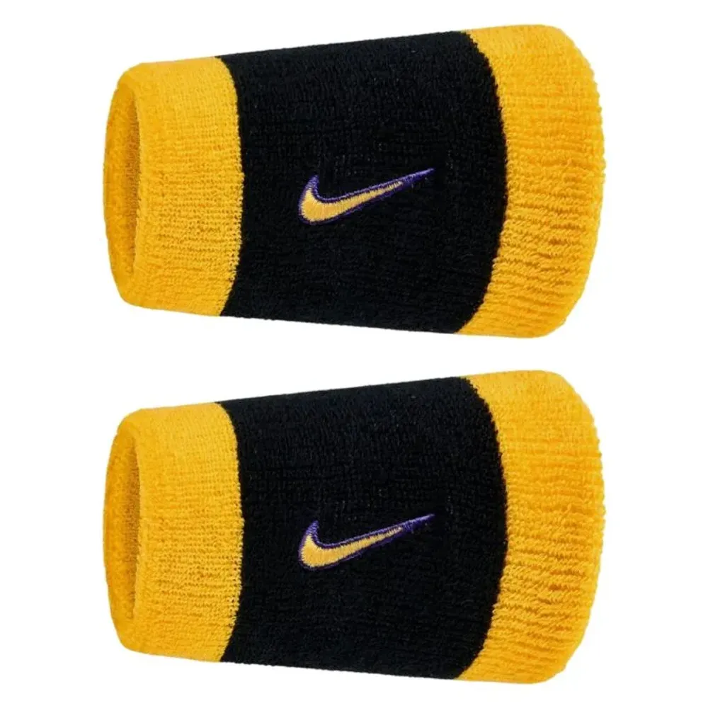 Напульсник теннисный Nike Swoosh Double-Wide 2P - black/court purple/university gold