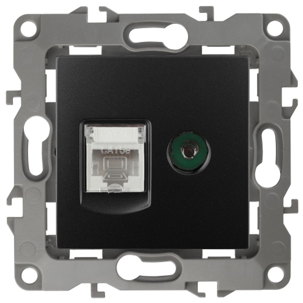 Розетка ЭРА Серия 12 12-3110-05 комбинированная RJ45+TV IP20 антрацит | Эра 12