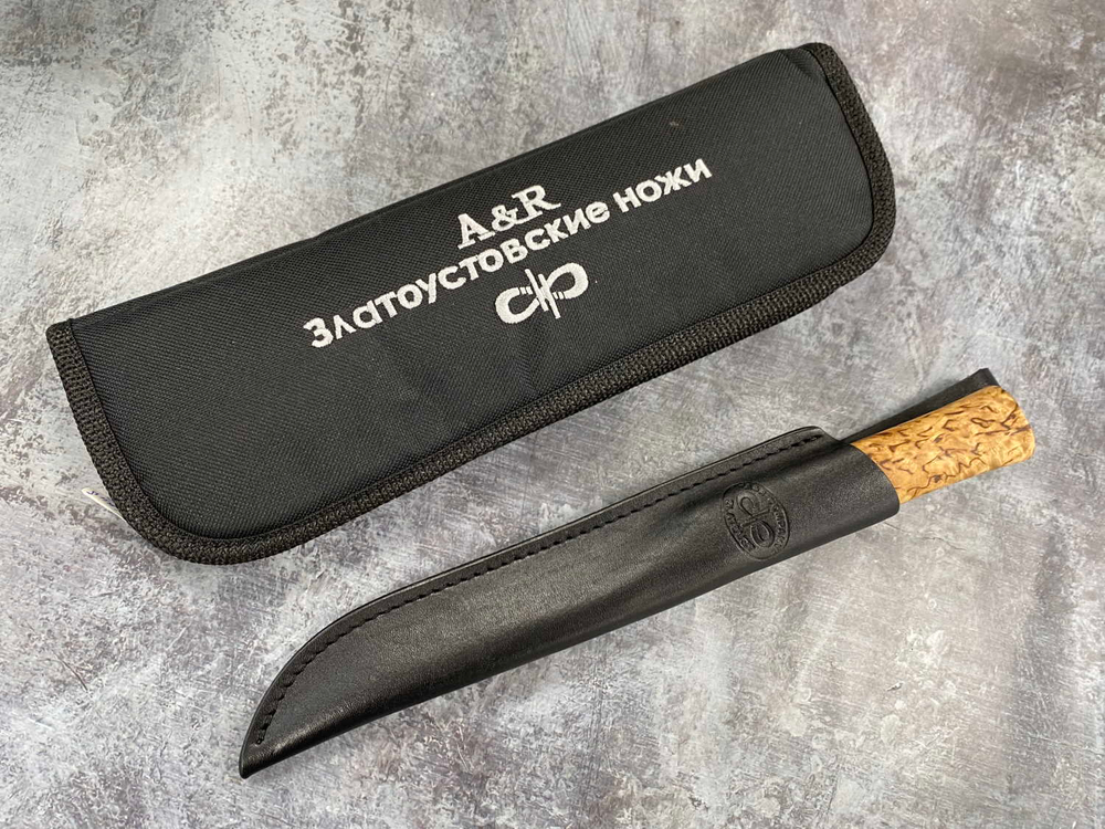 Нож Бурятский малый, 95х18, карельская береза, АиР Златоуст