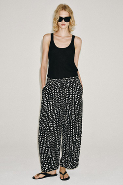 ZARA БРЮКИ В ПИЖАМНОМ СТИЛЕ В ГОРОШЕК — ZW COLLECTION, ЧЕРНЫЙ/ЭКРЮ