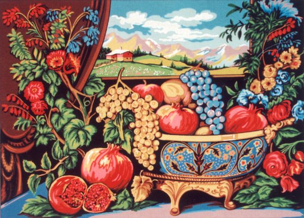 Рисунок для вышивания Soulos (канва жесткая), Натюрморт гранаты в вазе, 60х80 см