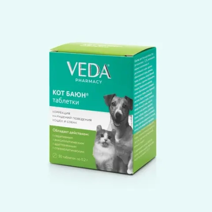 VEDA КОТ БАЮН Таблетки Успокоительное средство для кошек и собак (50 таблеток)