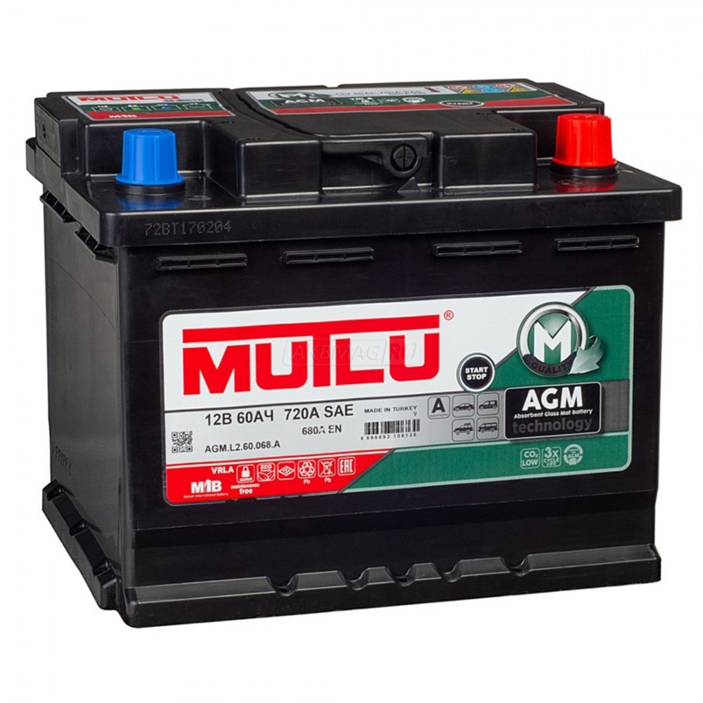 60e AGM.L2.60.068.A  MUTLU  -12V 60 Ah 680 (EN)