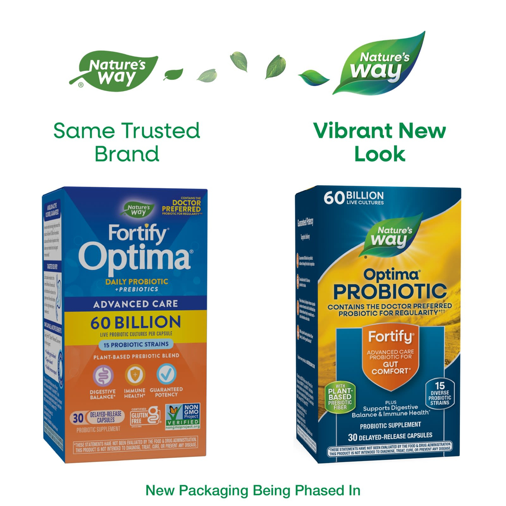 Nature's Way, Fortify®, пробиотик Optima®, 60 миллиардов КОЕ, 30 капсул с отсроченным высвобождением