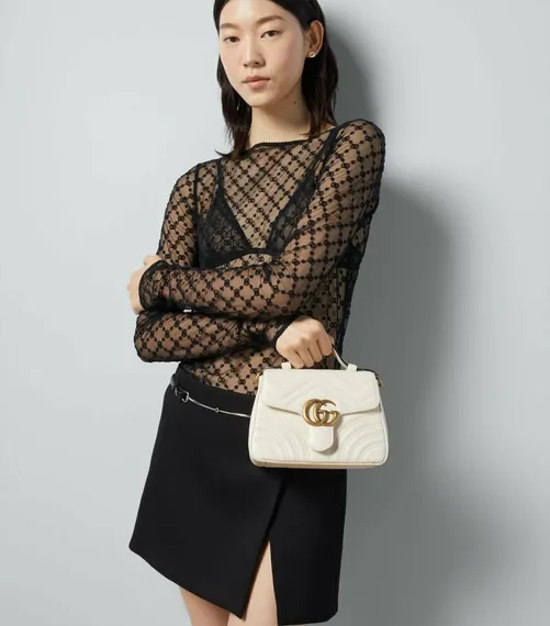 Мини-сумка женская Gucci GG Marmont белый