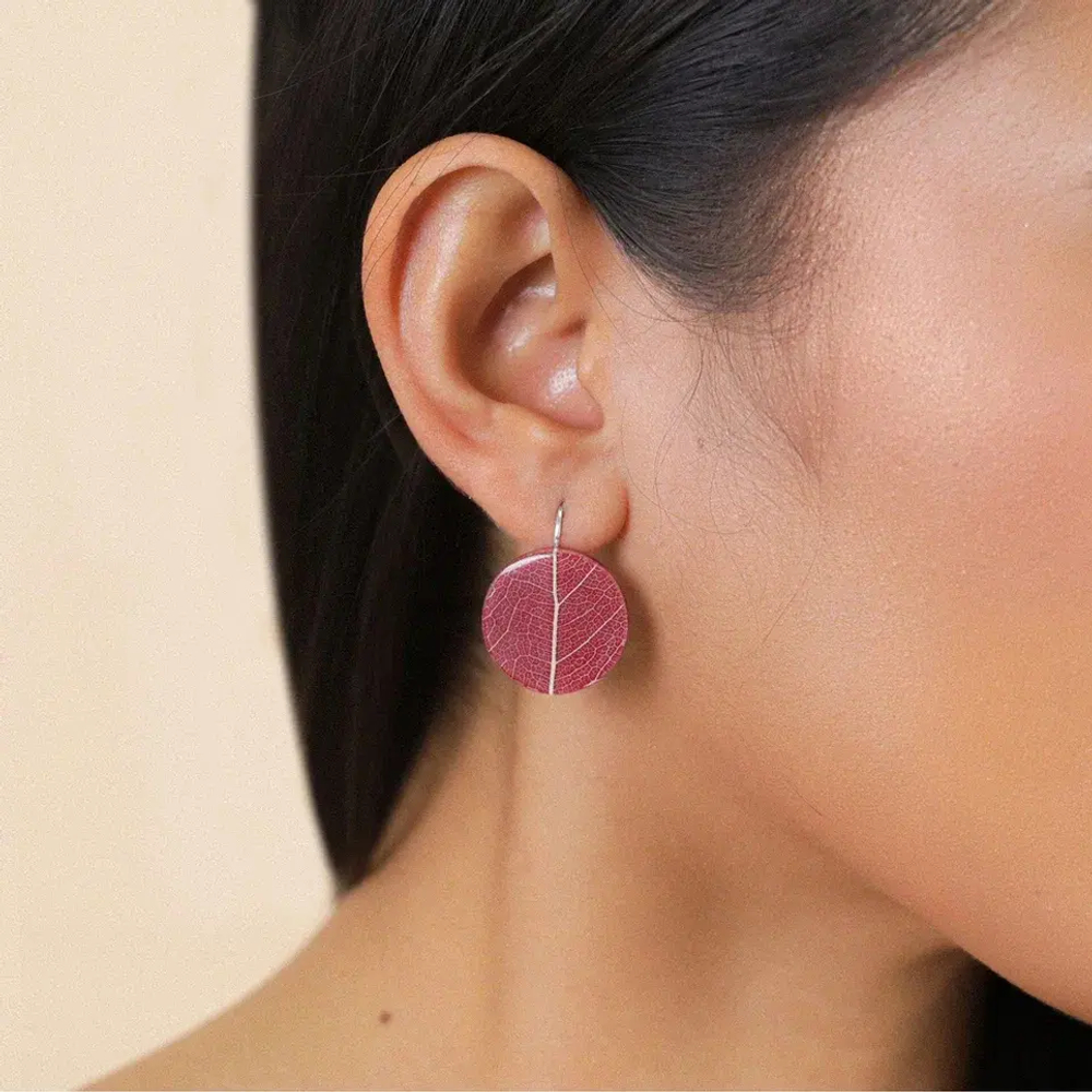 Серьги Nature Bijoux, Ficus Carica, с акрилом и смолой, NB25.2-12-90268 (бордовый)
