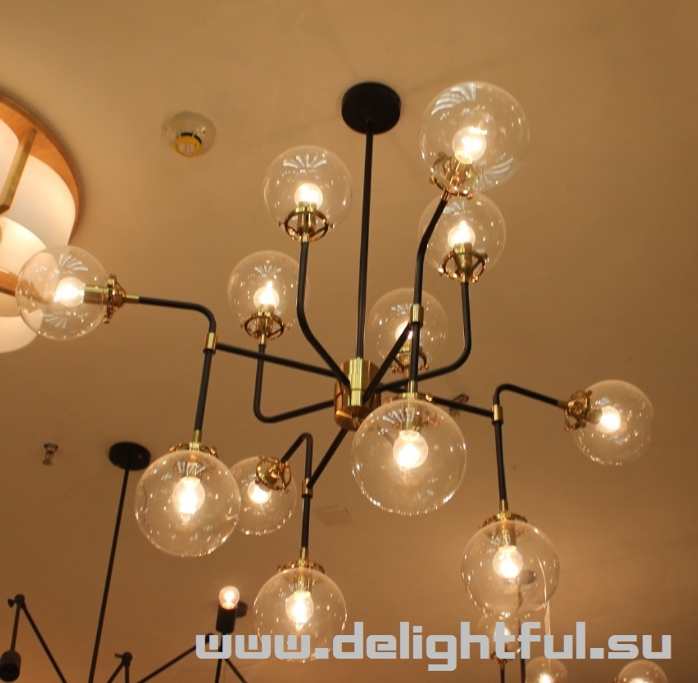 ЛЮСТРА BISTRO GLOBE CLEAR GLASS CHANDELIER 16