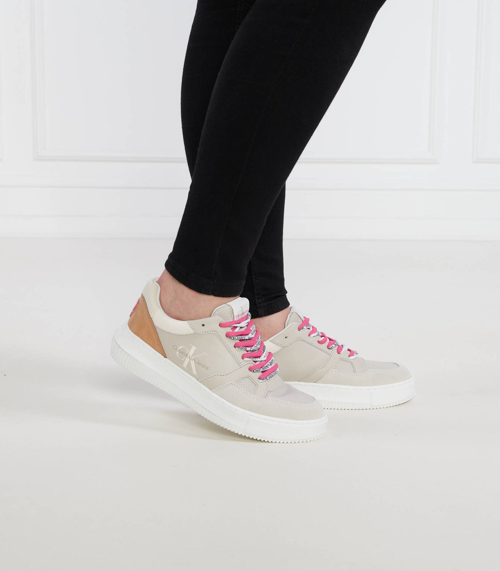Кожаные кроссовки chunky cupsole fluo contrast CALVIN KLEIN JEANS - кремовый(YW0YW00925)