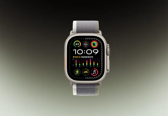 Часы Apple Watch Ultra 2 GPS + Cellular 49 мм, титановый корпус, ремешок Trail цвета Зеленый/Серый,размер L/M