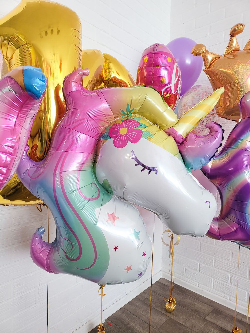 AN Шар фигура Единорог голова спящая 33"/83CM W X 29"/73CM H (БГ-51)  Изображение3