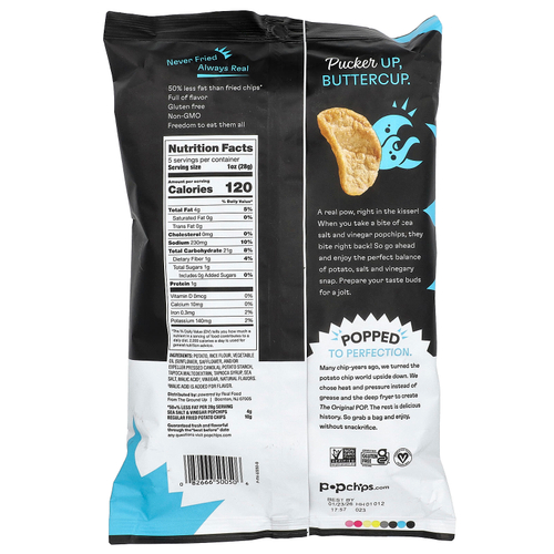 Popchips, Original, морская соль и уксус, 142 г (5 унций)